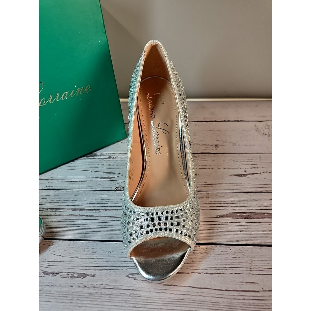 Lauren Lorraine Candie 12 Rhinestone Platform Wedding Dress Pumps Sz 7.5 Holiday - Picture 3 of 8